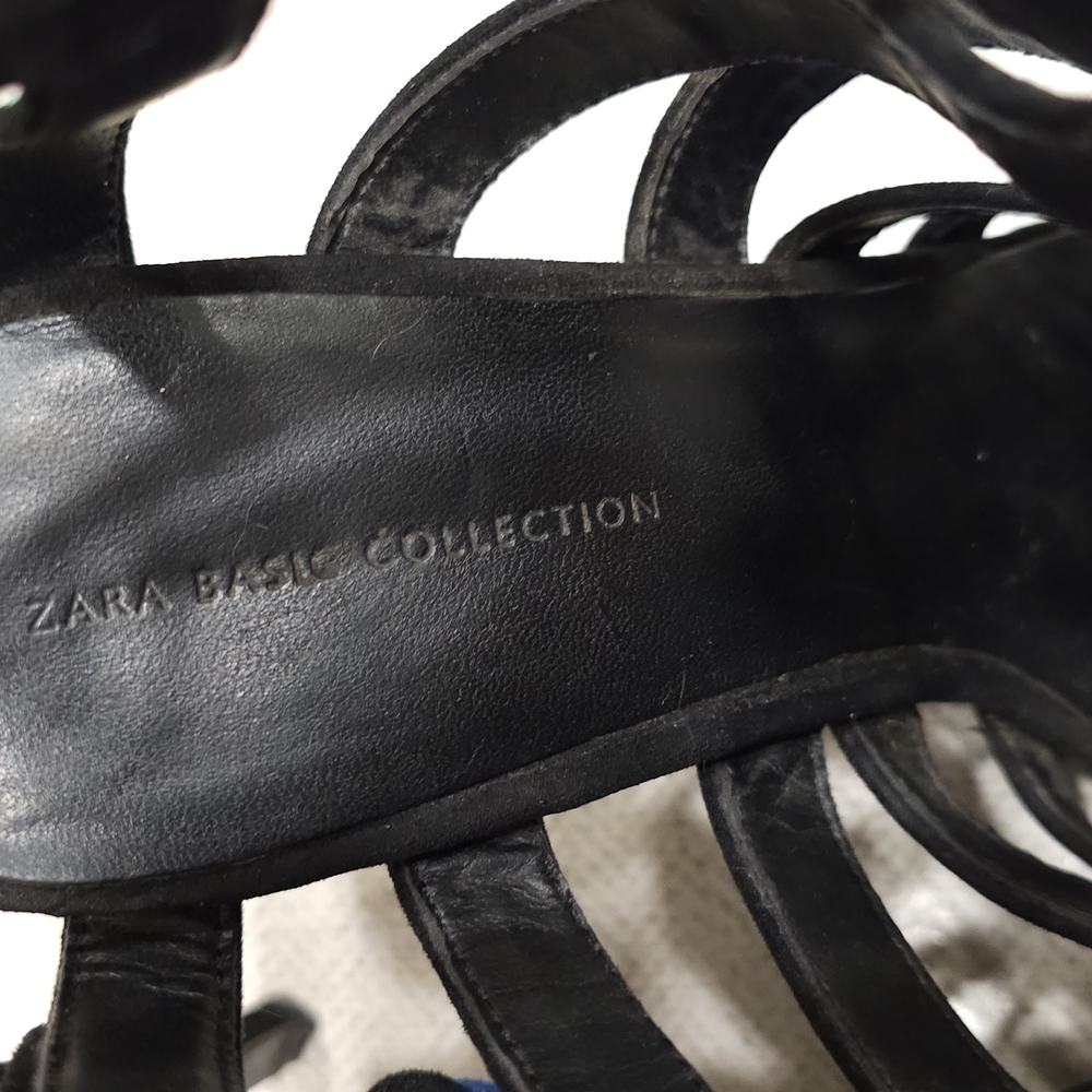 Zara Black Leather Sandals